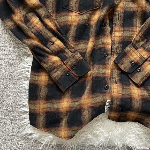 7 Diamonds Men's Orange Plaid Flannel - Picture 3 of 6